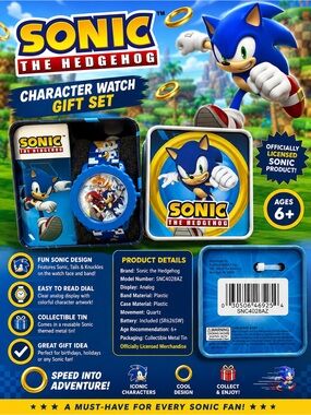 Sonic the Hedgehog Character Watch Gift Set in Collectible Tin | New